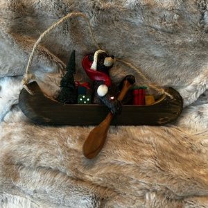 Kurt S Adler bear in canoe Christmas Ornament